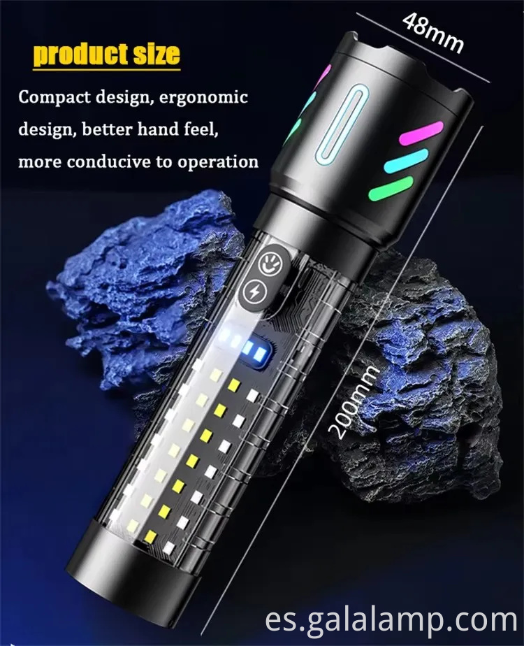 Linterna de aleación de fluorescencia láser blanca de alta potencia con zoom